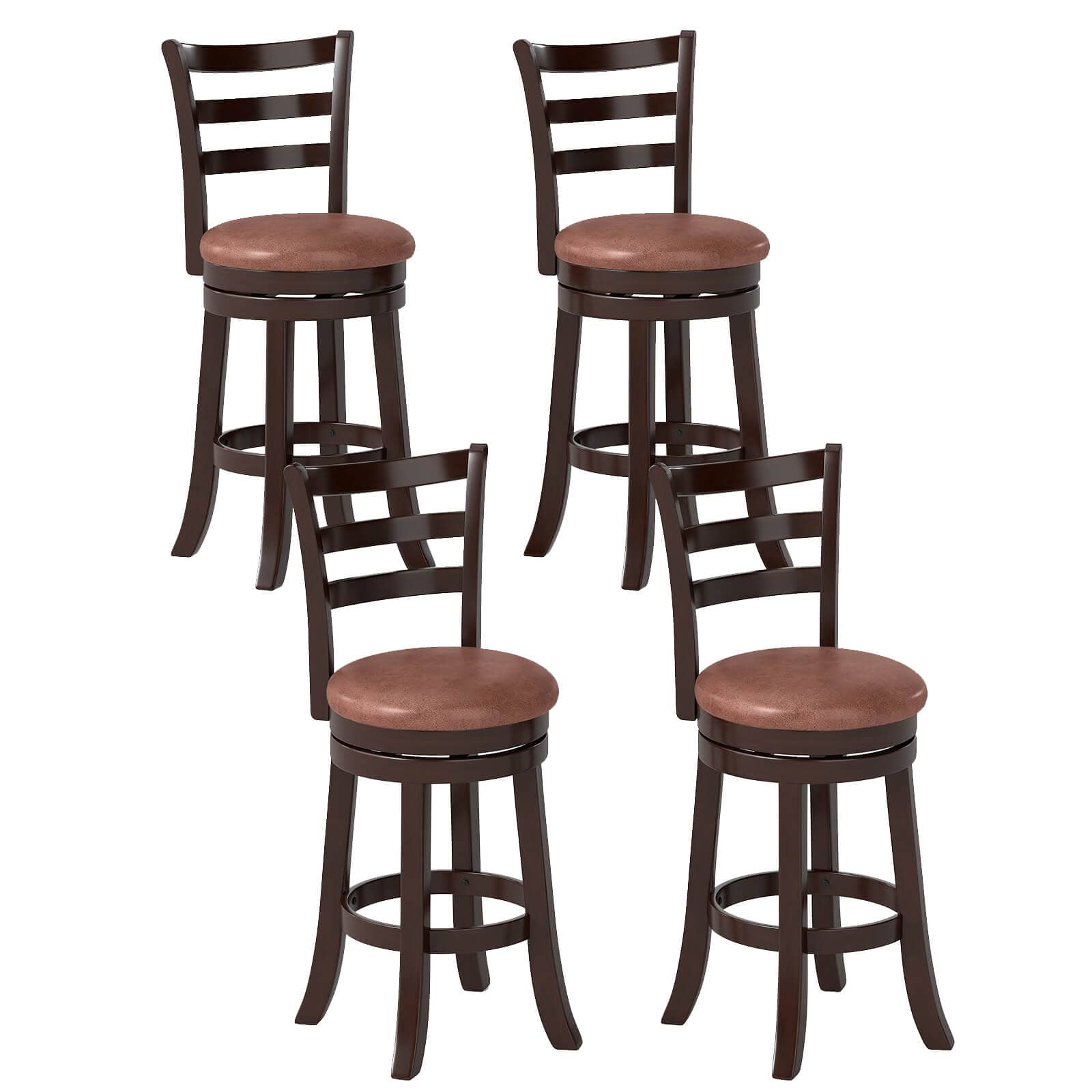 "Costway - 26"" Counter Height Swivel Barstools Set of 4 with Back, Faux Leather Seat for Pub - Cappuccino" price history on PriceWatchPro