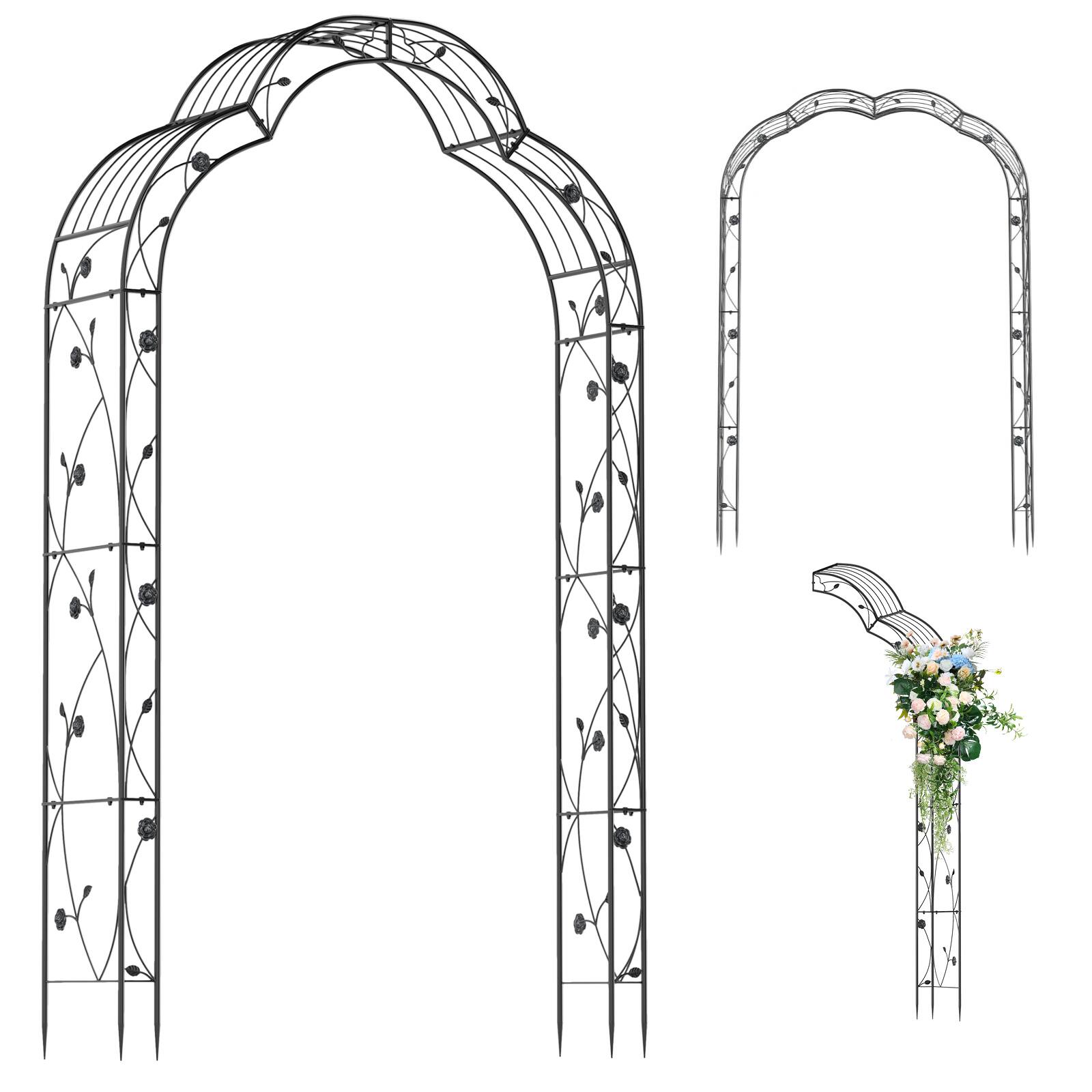 Alt View 5. Gymax - Gymax 99'' Tall Garden Arch Arbor Trellis w/6 Combination Ways & 2 Installation Methods - Black.