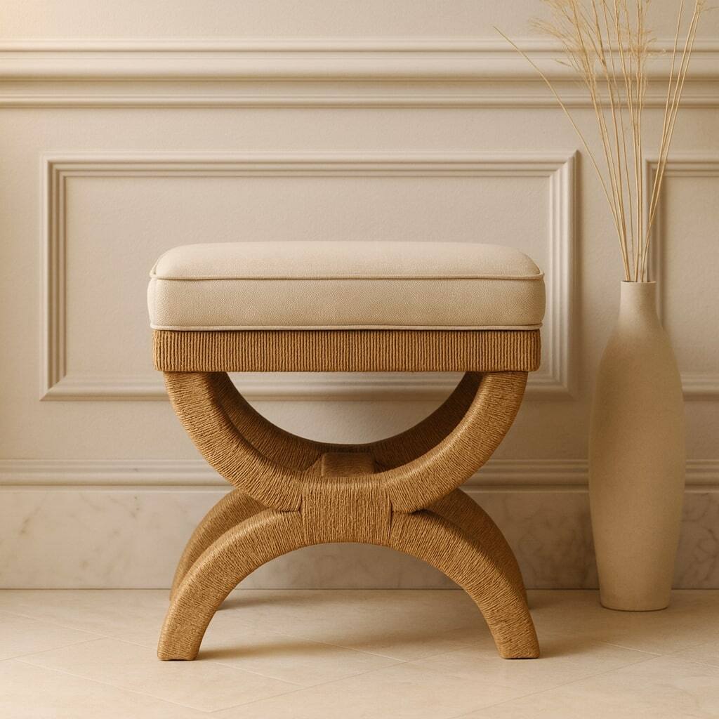 Alt View 6. Artisan Furniture - Artisan Furniture Solid Wood Rattan Arch Bench, Brown - Brown.