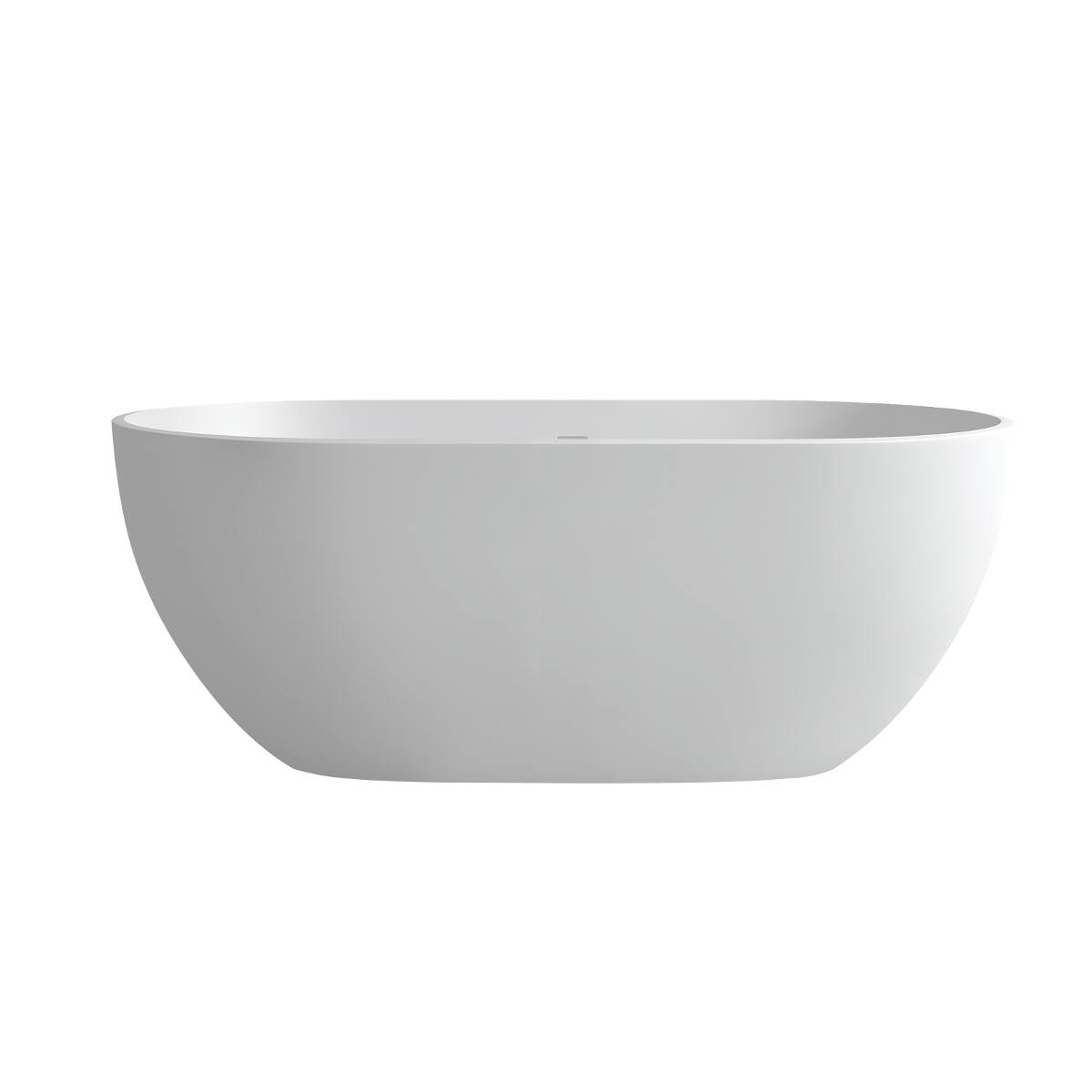 Loheer 59 Inch Solid Surface Freestanding Soaking Bathtub, Deep Soak ...
