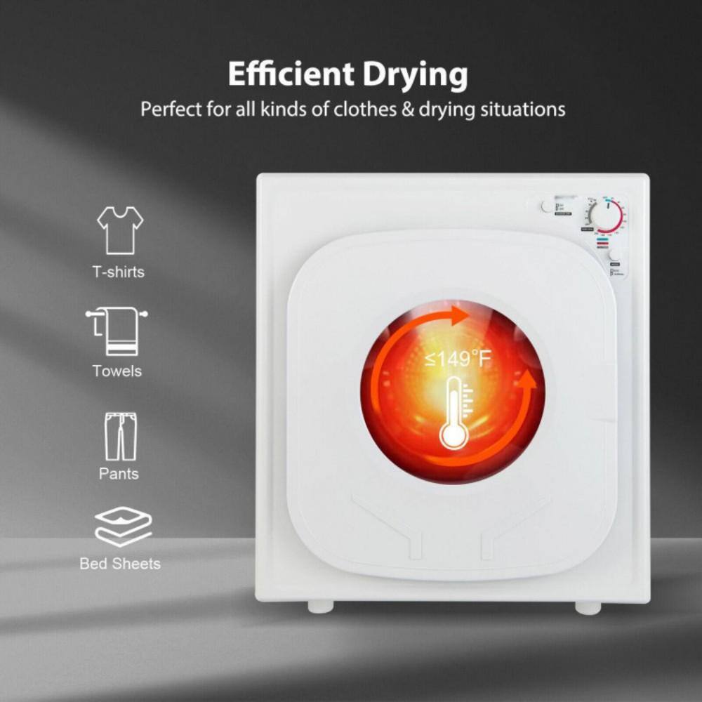 Efficient Drying  
Perfect for all kinds of clothes & drying situations  

- T-shirts  
- Towels  
- Pants  
- Bed Sheets  

≤149°F