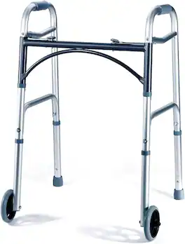 Medical King - Folding Walker with Wheels for Seniors – Lightweight Aluminum, Adjustable Height, Supports up to 350 lbs - Gray