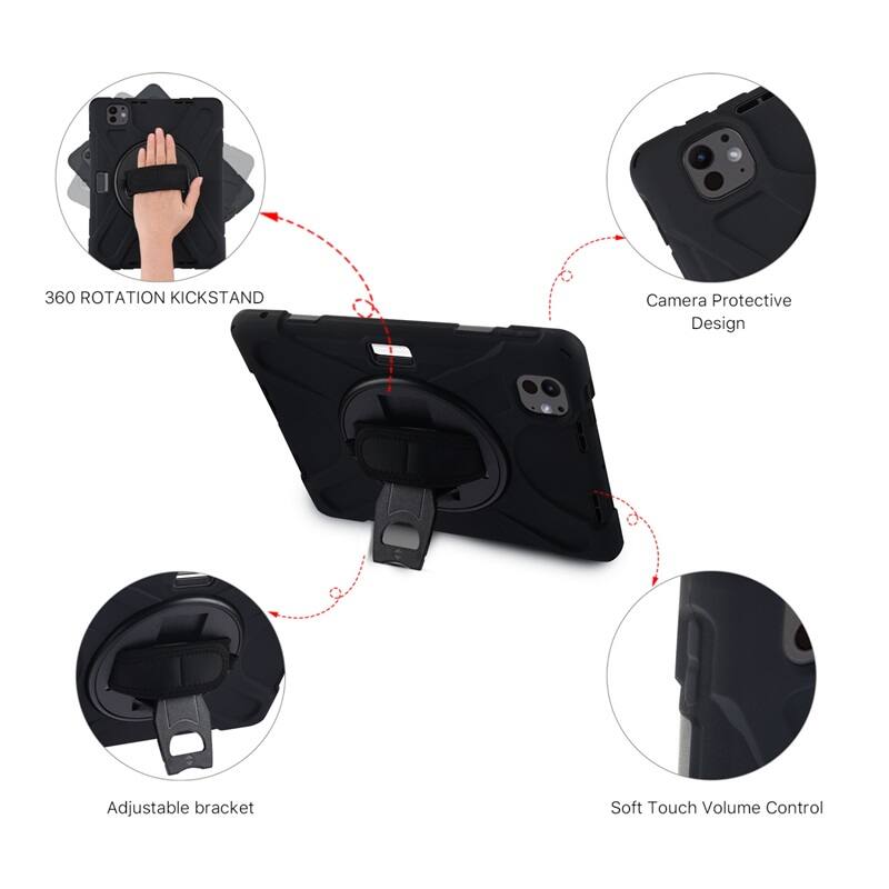 360 ROTATION KICKSTAND, Camera Protective Design, Adjustable bracket, Soft Touch Volume Control