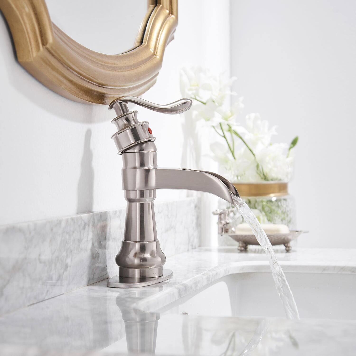 Alt View 3. Boyel Living - Classic Retro 8 in Widespread Double Handle Bathroom Faucet Brushed Nickel - Brushed Nickel.
