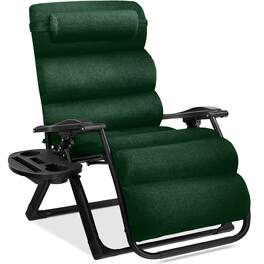 Best Choice Products - Oversized Zero Gravity Chair, Folding Recliner w/ Removable Cushion, Side Tray - Forest Green