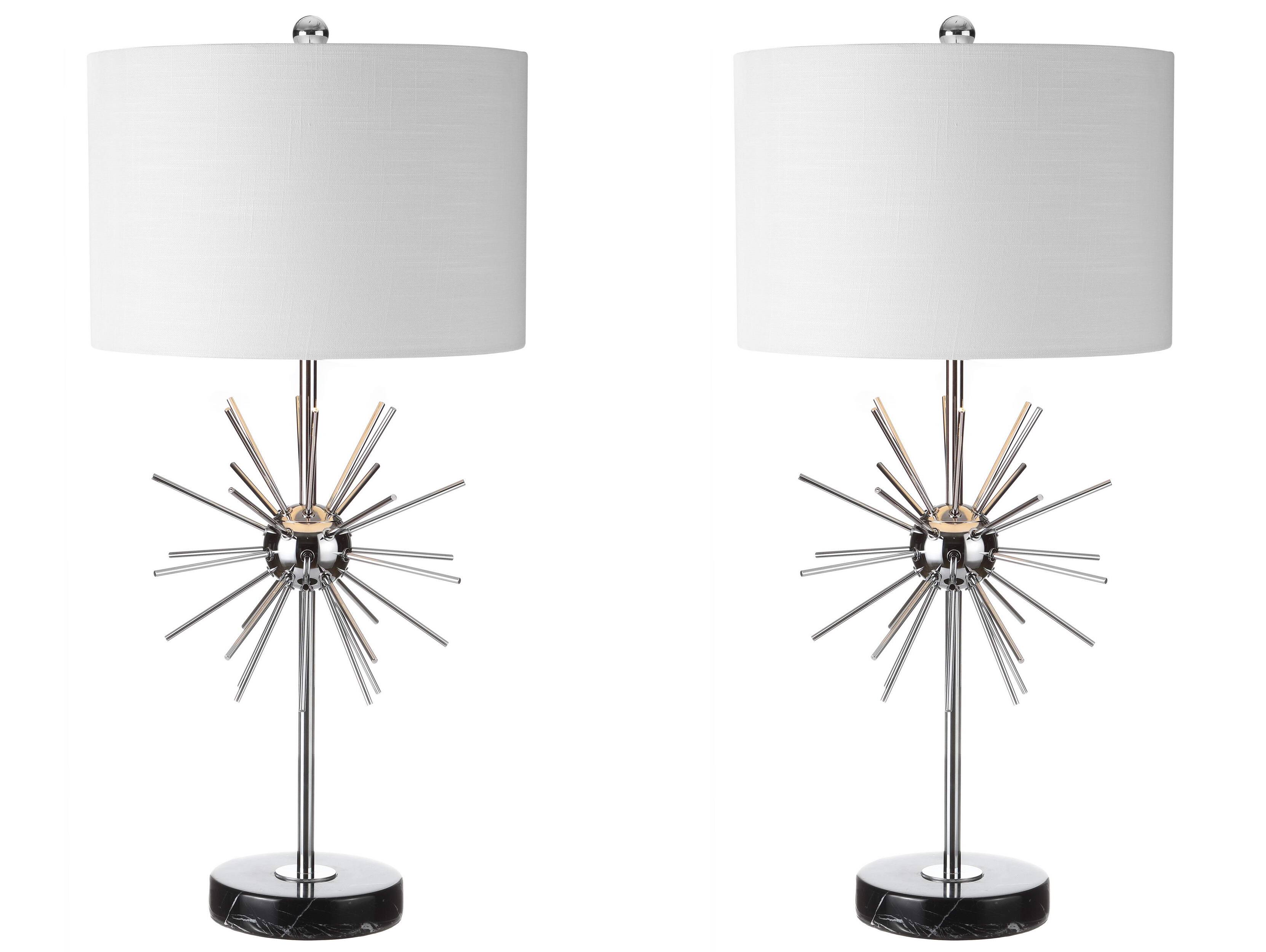 Alt View 3. Jonathan Y - Aria 31.5" Metal/Marble LED Table Lamp, Chrome (Set of 2) - Silver.