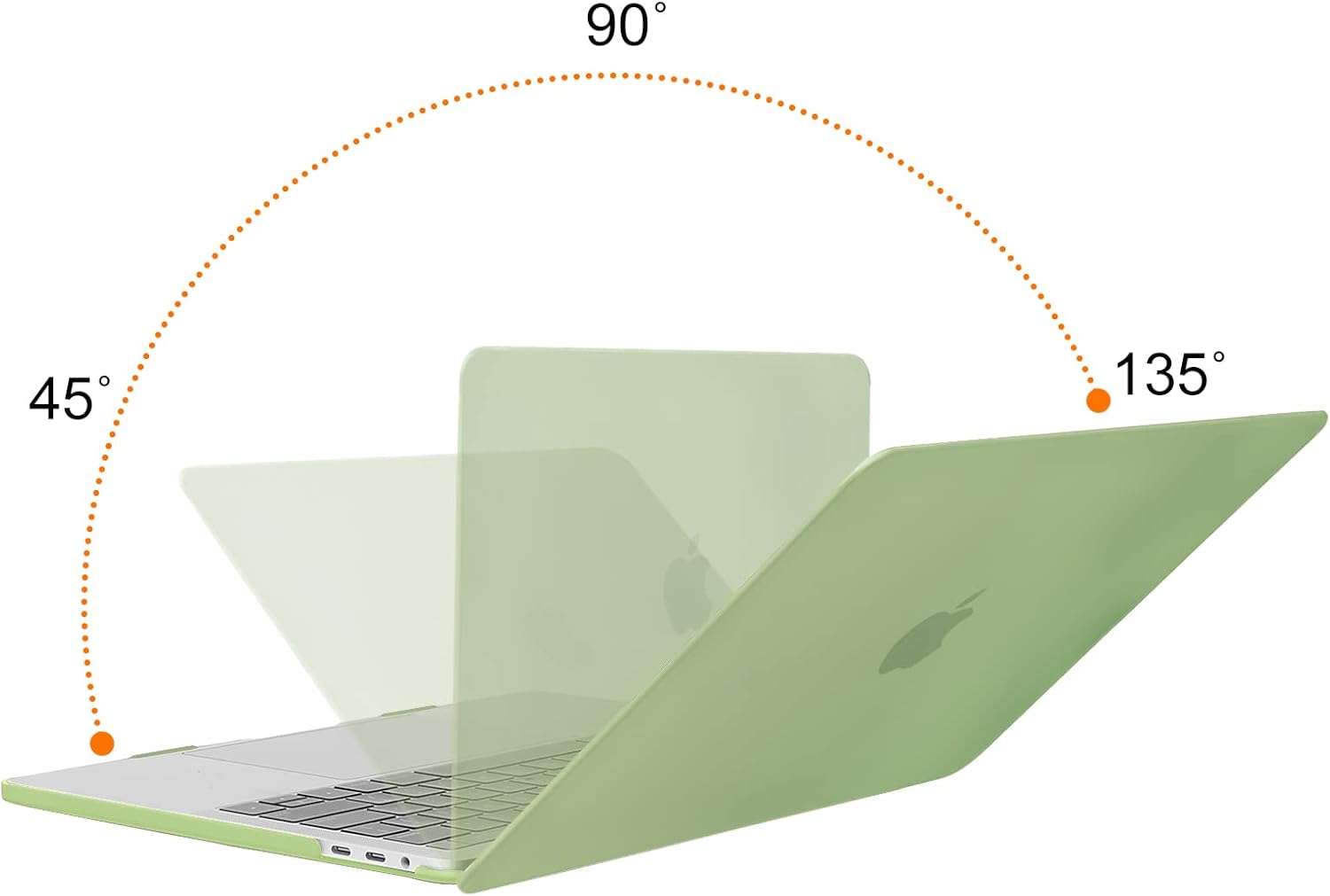 Back. mosiso - MacBook Pro 13" hard shell case with keyboard skins, screen protector and storage bag - Avocado Green.