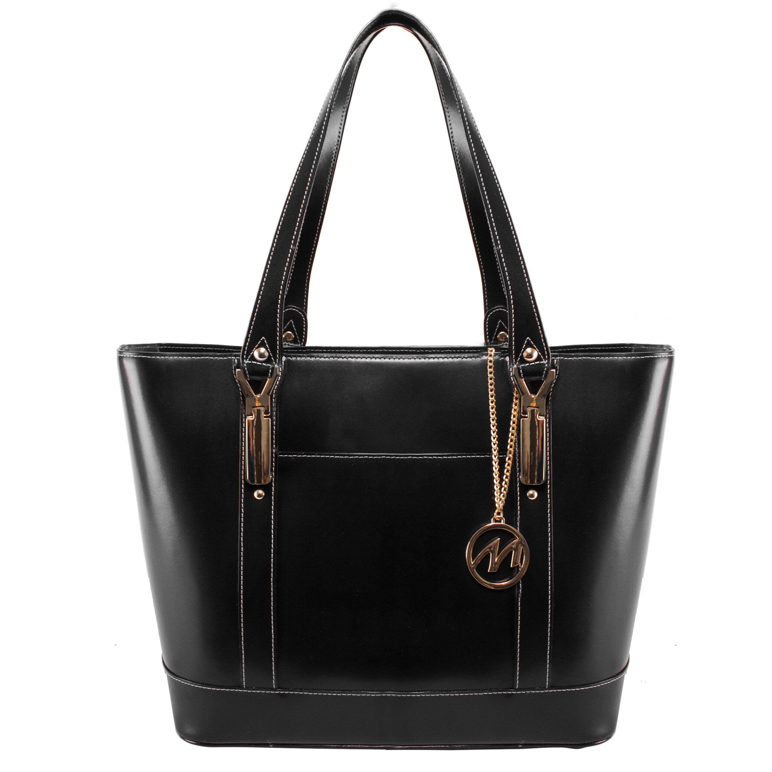 Alt View 3. McKleinUSA - Leather Ladies Tote Tablet Pocket Laptop Bag Lightweight Computer Briefcase Large Capacity Shoulder Bag - Black.