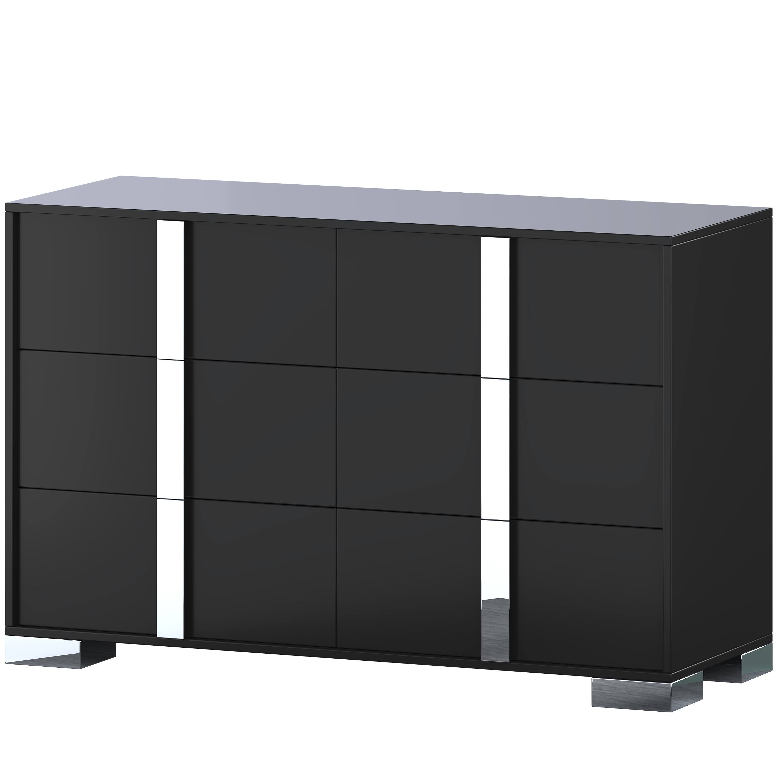 Alt View 5. Spaco - Spaco Mirrored Storage Cabinet Dresser with 6 Drawers for Bedroom,Elegant Modern Dresser with Metal Foot,Living Room - Black.