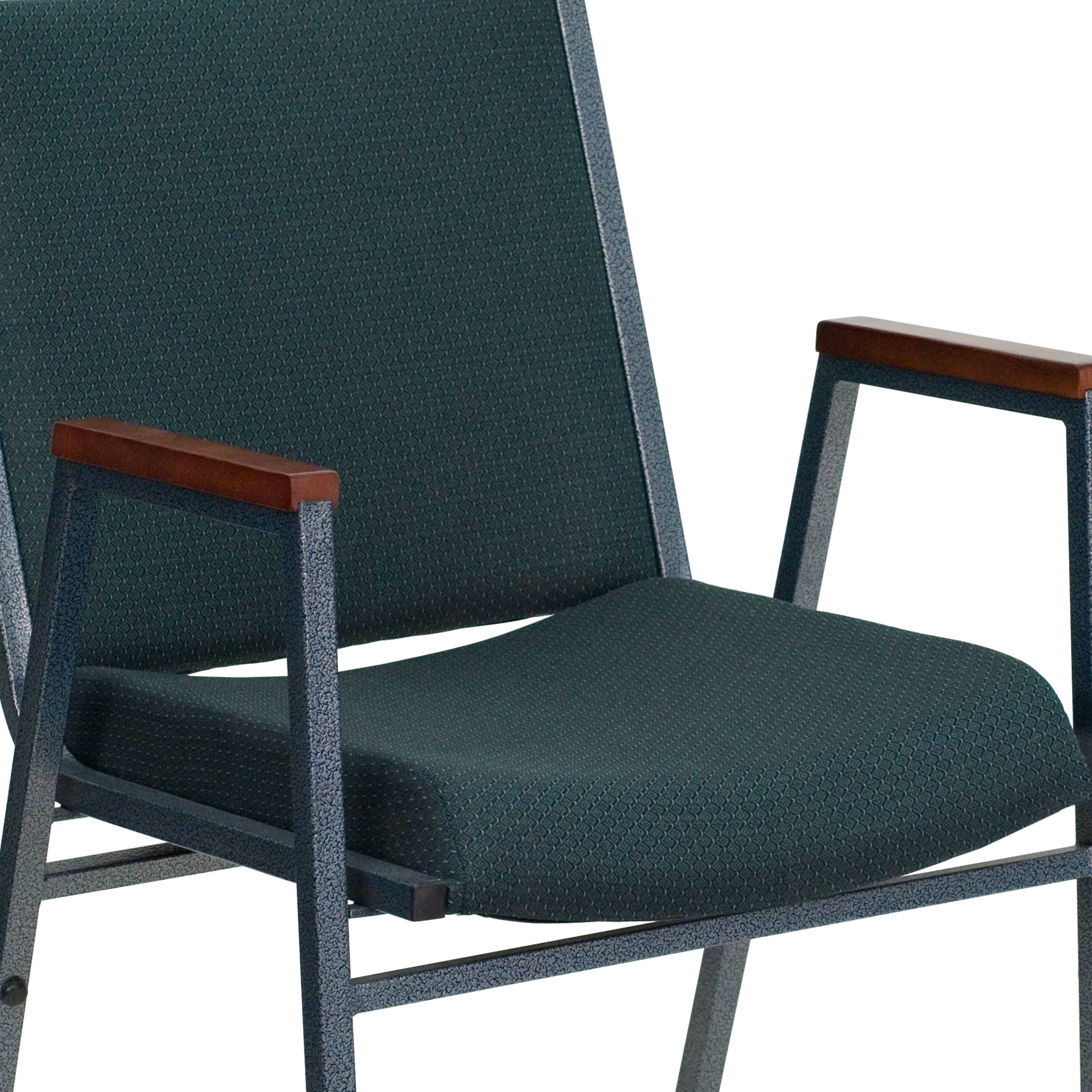 Alt View 8. Emma + Oliver - Heavy Duty Reception/Guest Stack Chair with Arms - Green Patterned Fabric.