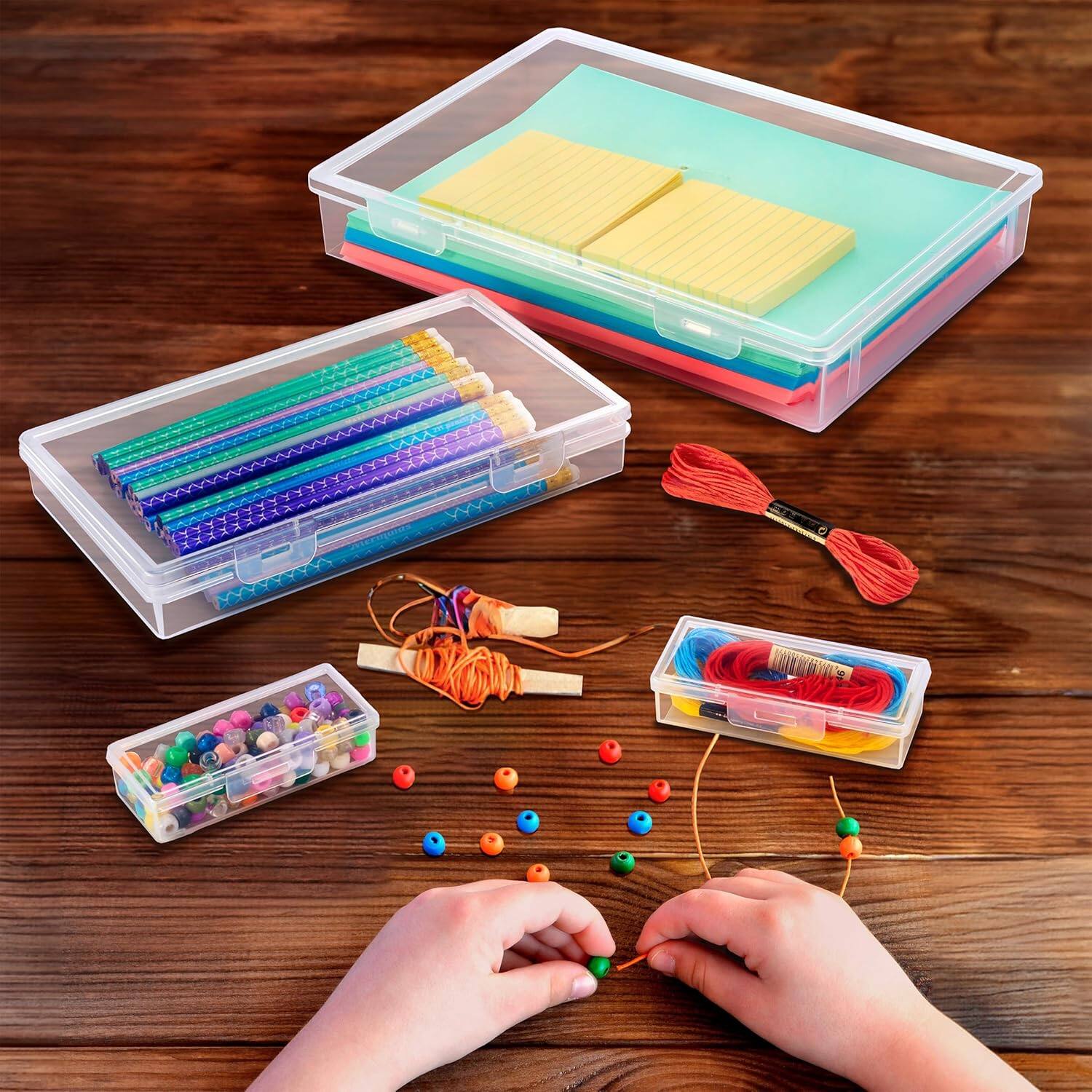 Alt View 2. Sorbus - Sorbus 4-Piece Art Supply Storage Organizer Stackable Craft Storage with Hinged Lids Art, Yarn, Ribbon, Bead Organizers - Clear.