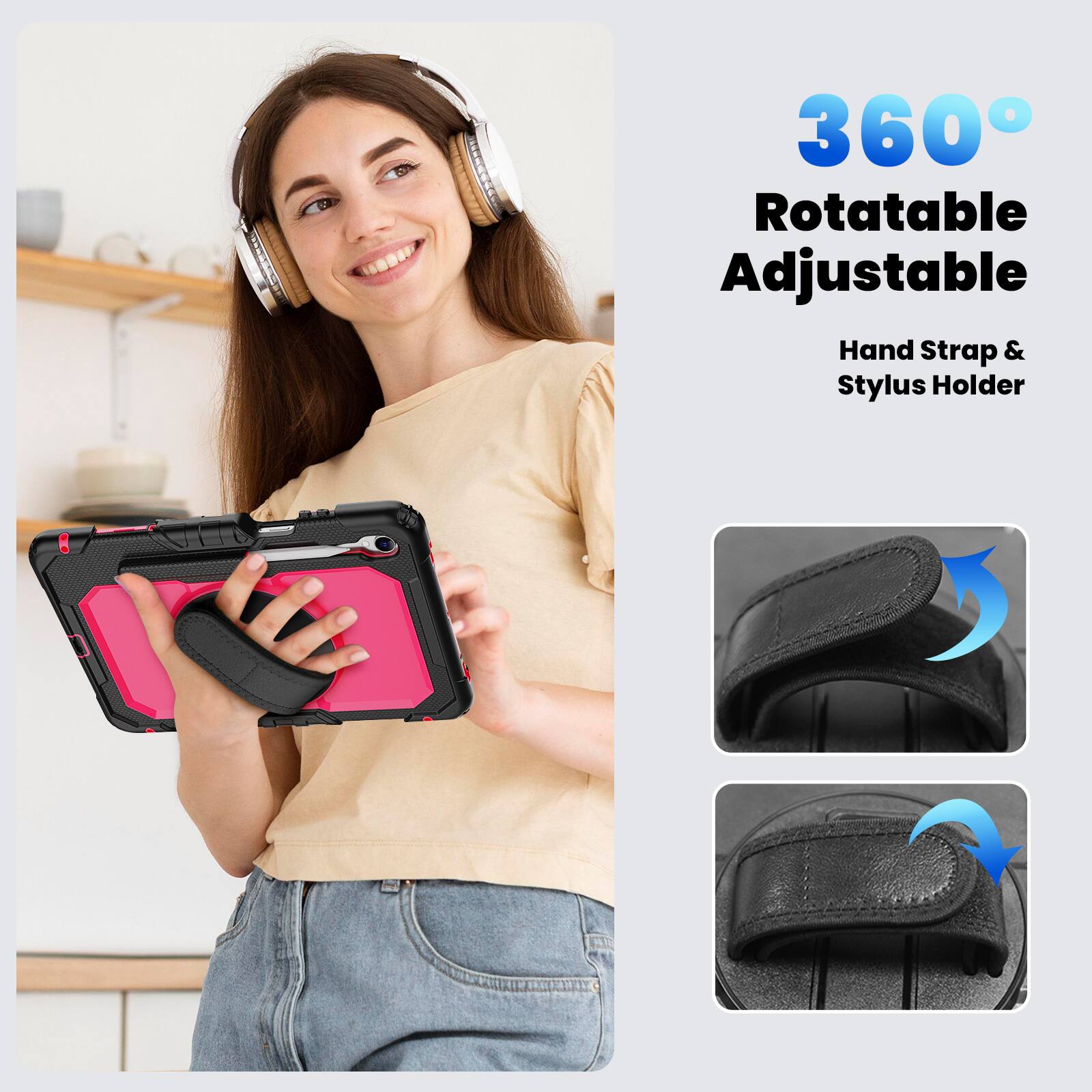 360° Rotatable Adjustable Hand Strap & Stylus Holder