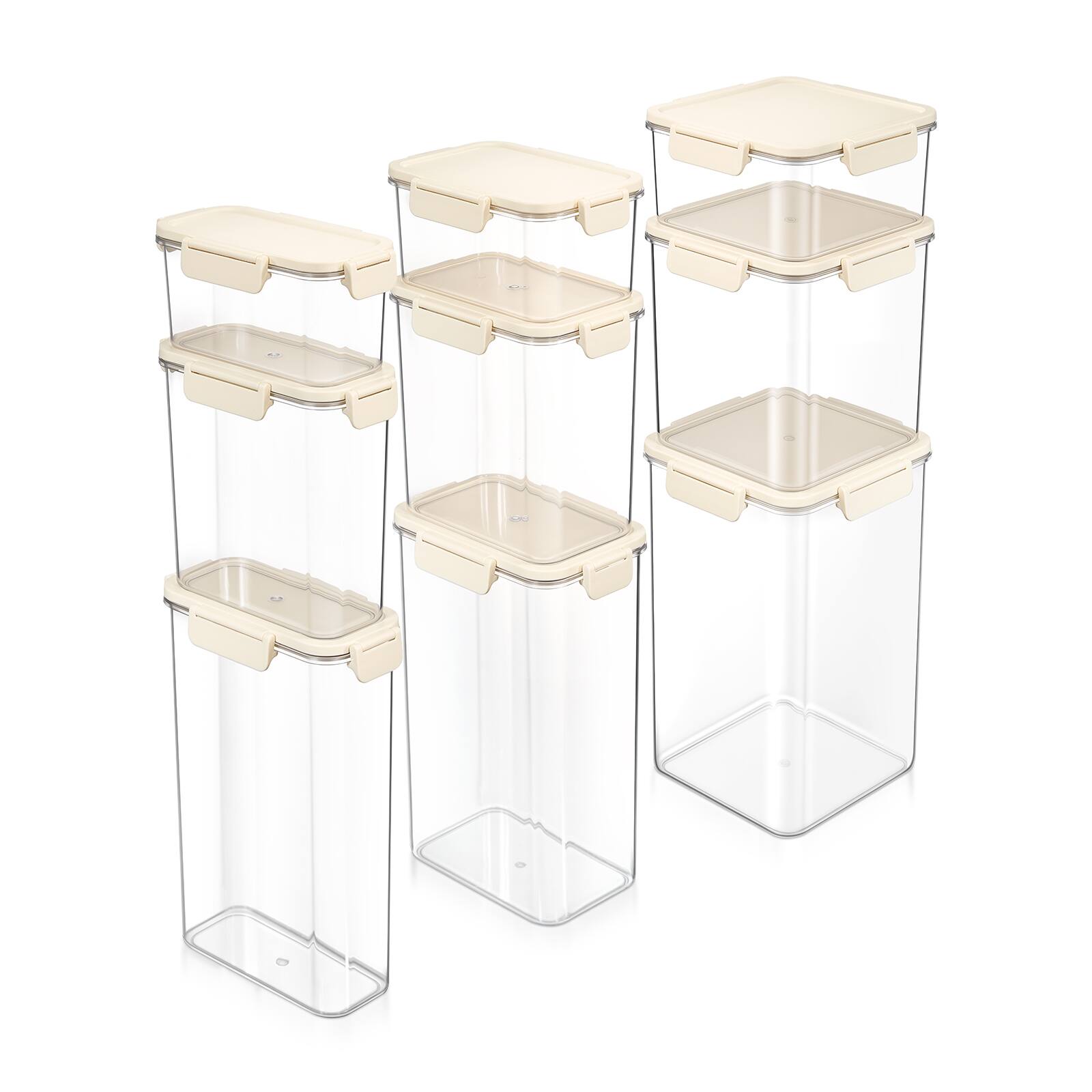Angle. Sorbus - Sorbus 9-Pack Airtight Food Storage Container Set – Stackable Clear Pantry Canisters with Lids for Rice, Beans, Sugar - Clear.