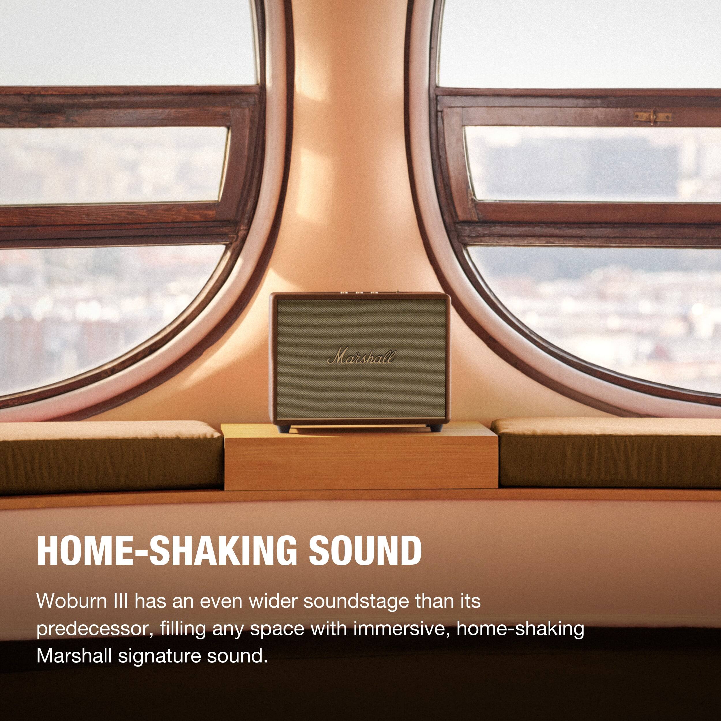 Marshall HOME-SHAKING SOUND Woburn III has an even wider soundstage than its predecessor, filling any space with immersive, home-shaking Marshall signature sound.