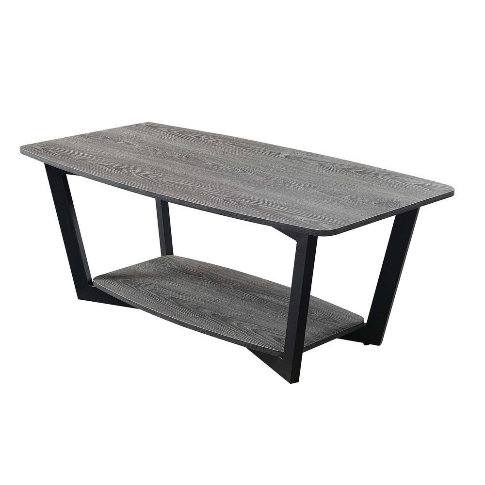 Angle. Convenience Concepts - Graystone Coffee Table with Shelf, Weathered Gray/Black Frame - Weathered Gray/Black Frame.