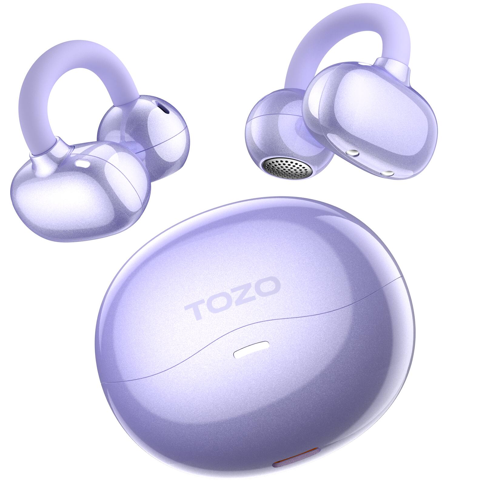 Alt View 5. TOZO - TOZO Lightweight Open-Ear Headphones, Clip Earbuds, 24H, IPX, Bluetooth 5.3, ANC Mic, Sleep/Sports, Purple - Purple.
