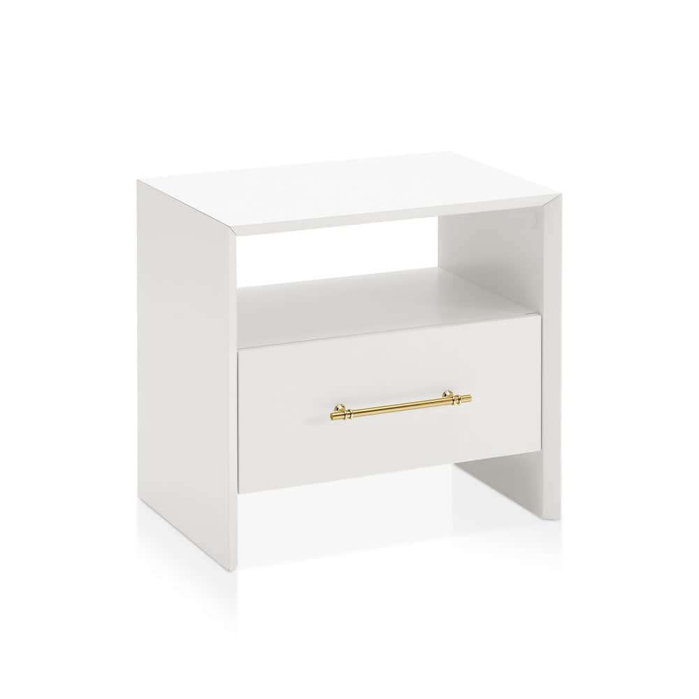 Furniture of America - Elvora Modern Wood 1-Drawer and 1-Shelf End Table - White