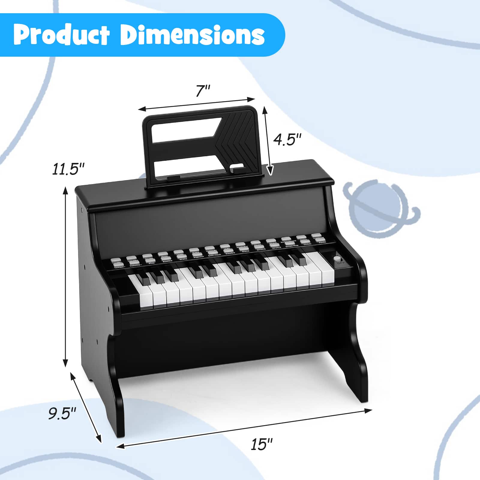 Gymax 25 Keys Digital Piano w/Music Stand Teaching Mode Lighted