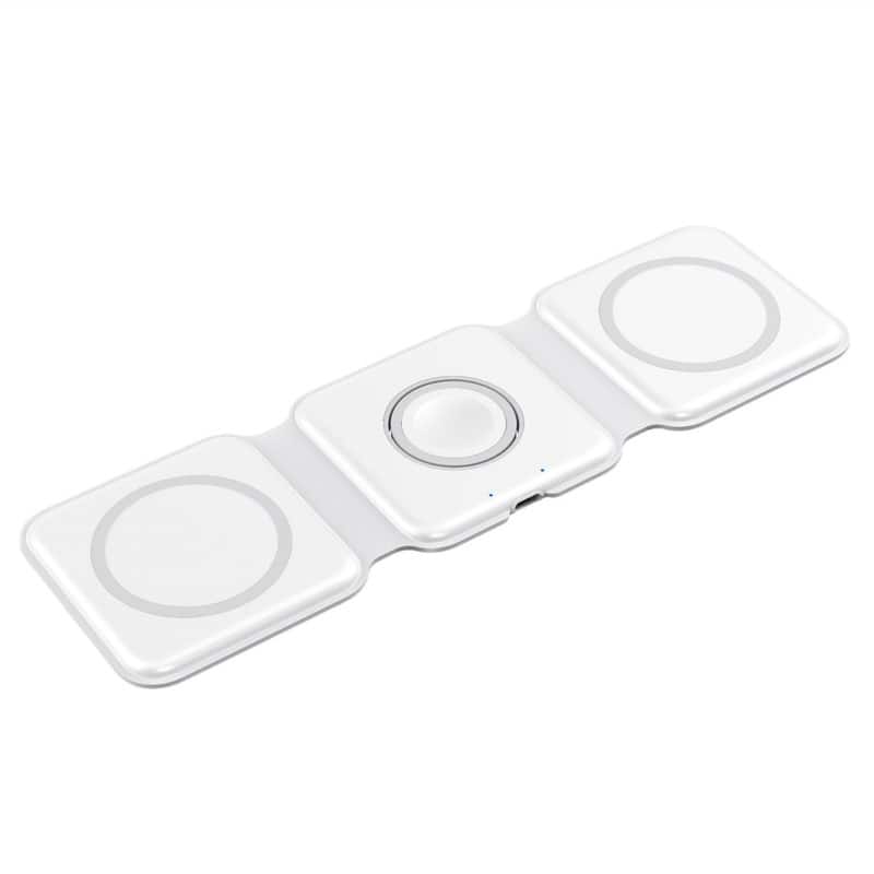 RISOKEYS - Foldable 3-in-1 Wireless Charger - Foldable Magnetic Wireless Charging Stand, Magsafe Power Adapter, Fast Charging - Black