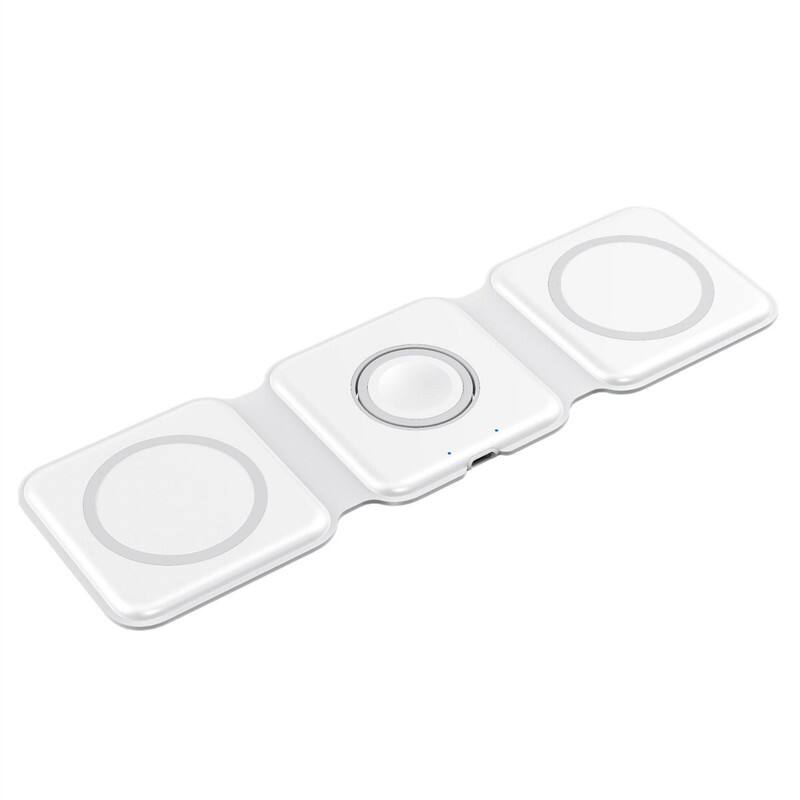 RISOKEYS - Foldable 3-in-1 Wireless Charger - Foldable Magnetic Wireless Charging Stand, Magsafe Power Adapter, Fast Charging - Black