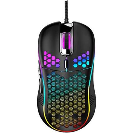 Front. SKRAN - Gaming Honeycomb Mouse with RGB On/Off, Adjustable 7200 /4800/2400/1200 DPI & Lightweight Design for Gaming, Office - Black.