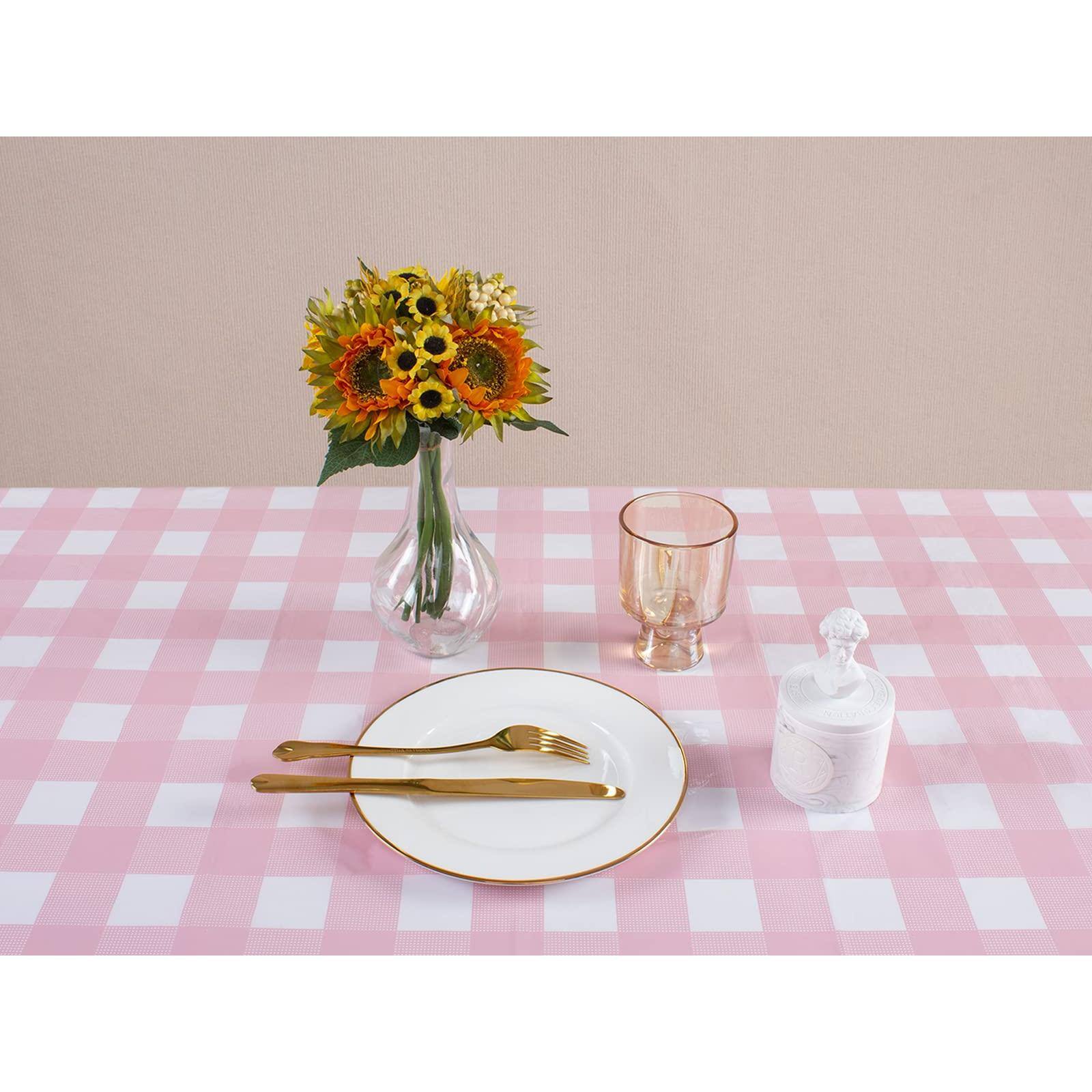 Alt View 8. Dapper Styles - 3 Packs Gingham Tablecloth And Checkered Tablecloths 54 X Disposable Plastic Tablecovers Waterproof Rectang... - Yellow and White-3.