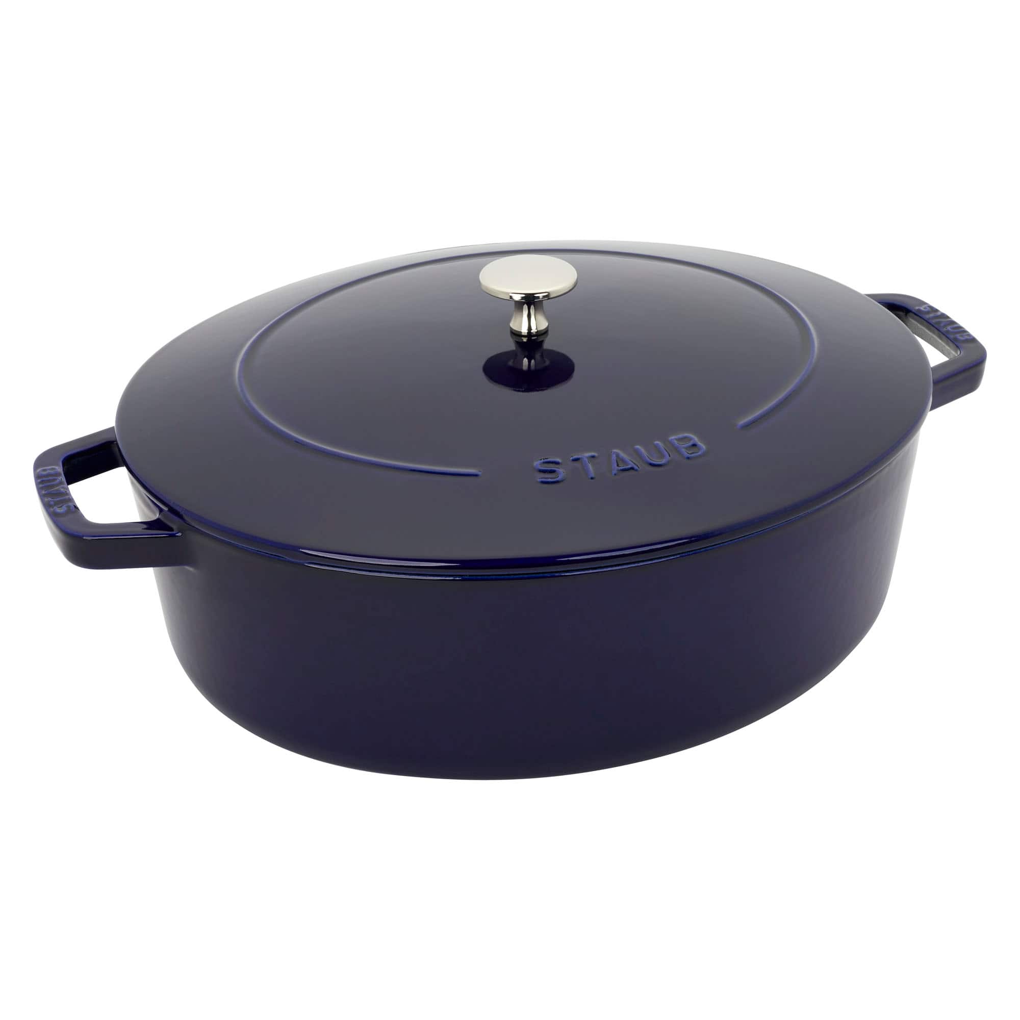 Photos - Fireplace Box / Freestanding Stove Staub  Cast Iron 6.25-qt Shallow Oval Dutch Oven - Dark Blue 1029436 