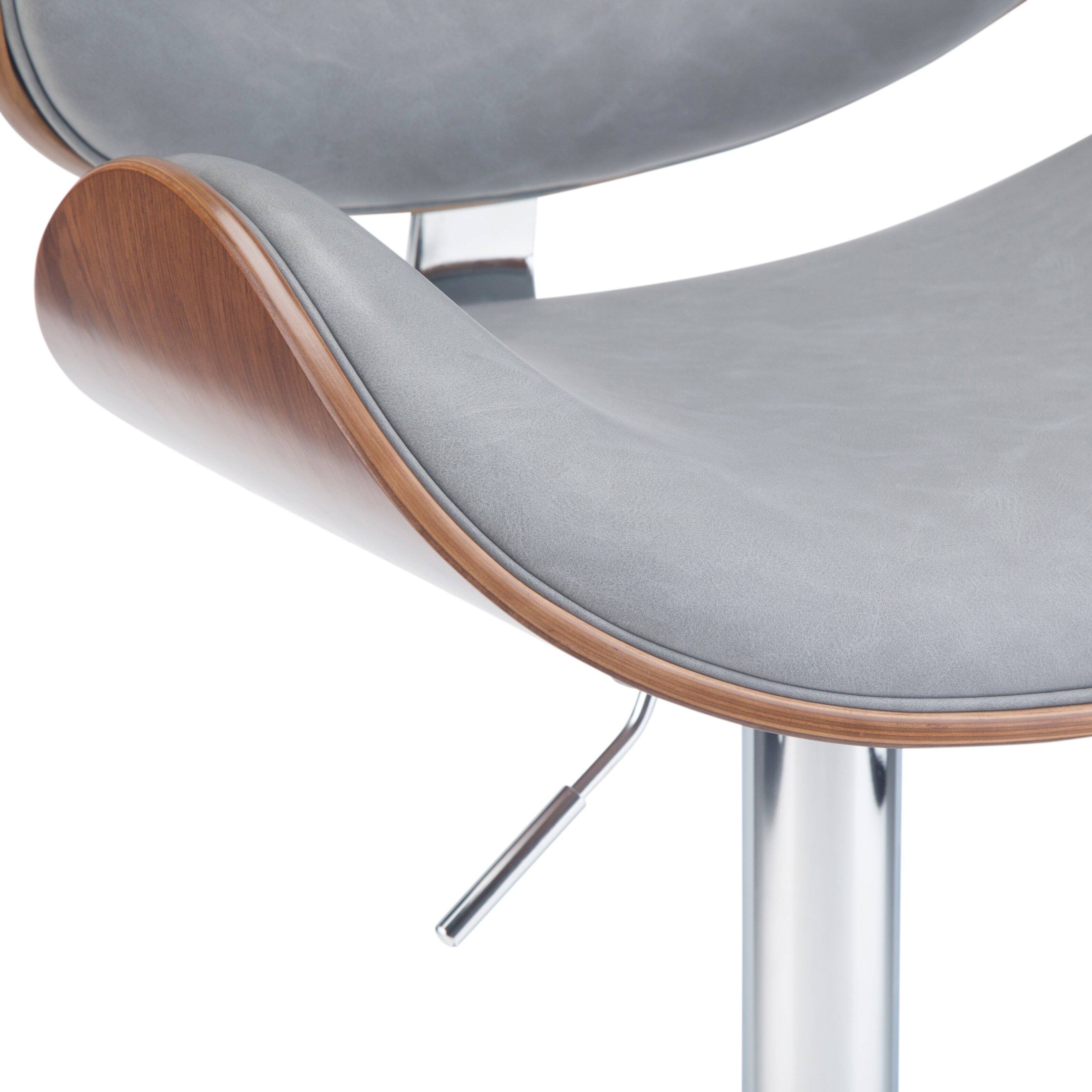 Alt View 12. Simpli Home - Marana Bentwood Adjustable Height Gas Lift Bar Stool - Stone Grey.