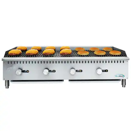Front. Koolmore - 48 in. Commercial 4-Burner Natural Gas Charbroiler with 120,000 BTU in Stainless-Steel KM-GCB4-48M) - Silver.