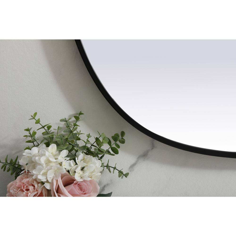 Alt View 3. Elegant Decor - Metal Frame Oval Mirror 30x40 Inch in Black - Black.