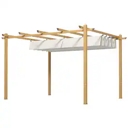 Outsunny - x 13' Retractable Pergola Canopy, Aluminum Pergola Sun Shade Shelter for Garden, Patio, Backyard - Cream White