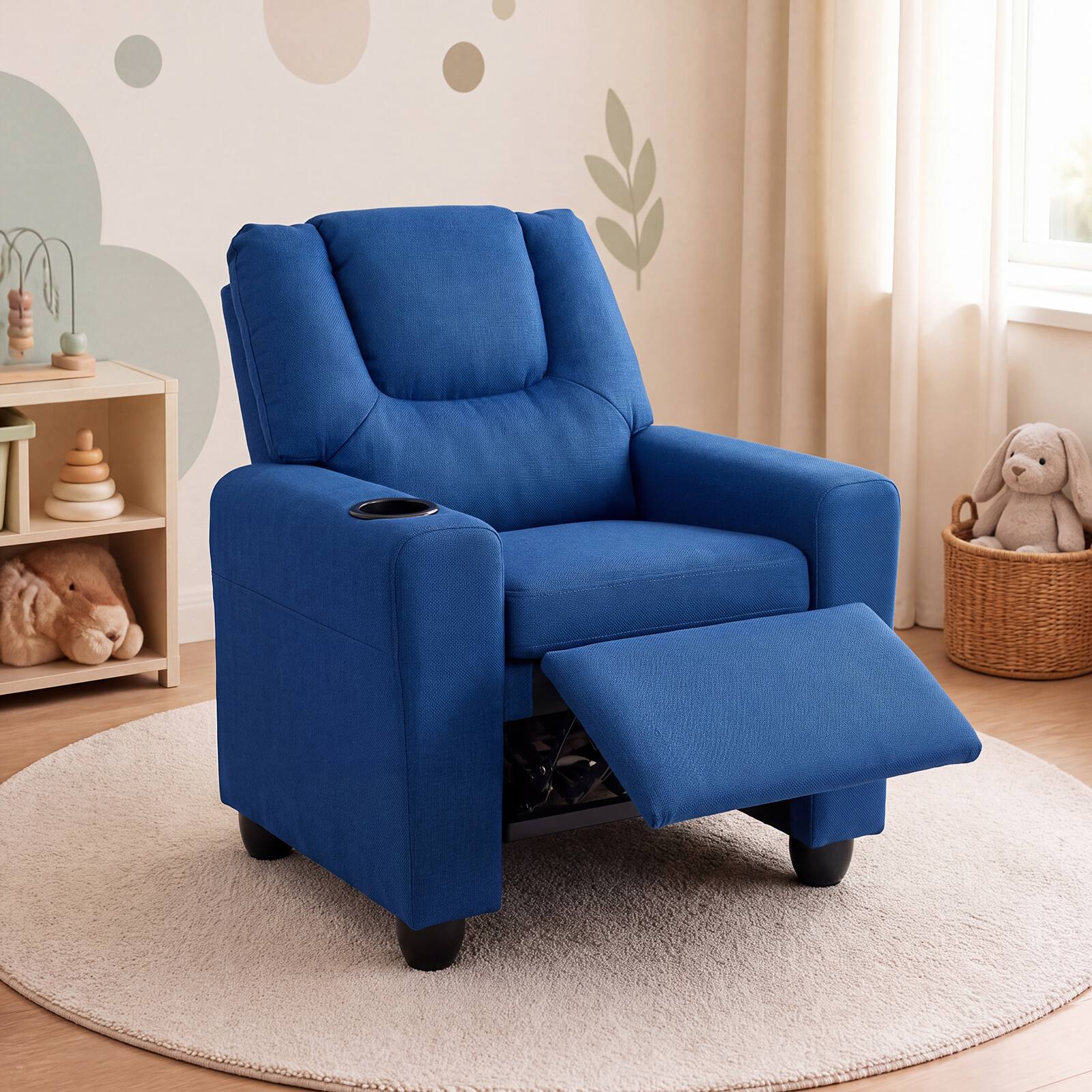 Alt View 1. Costway - Costway Kids Recliner with Cup ackrest & Footrest for Boys & GirlsHolder with Adjustable - Blue.