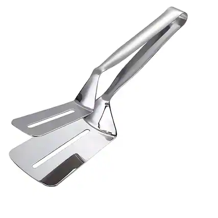 Front. Kitcheniva - Stainless Steel Steak Clamp Tongs Kitchen Tool - Silver.