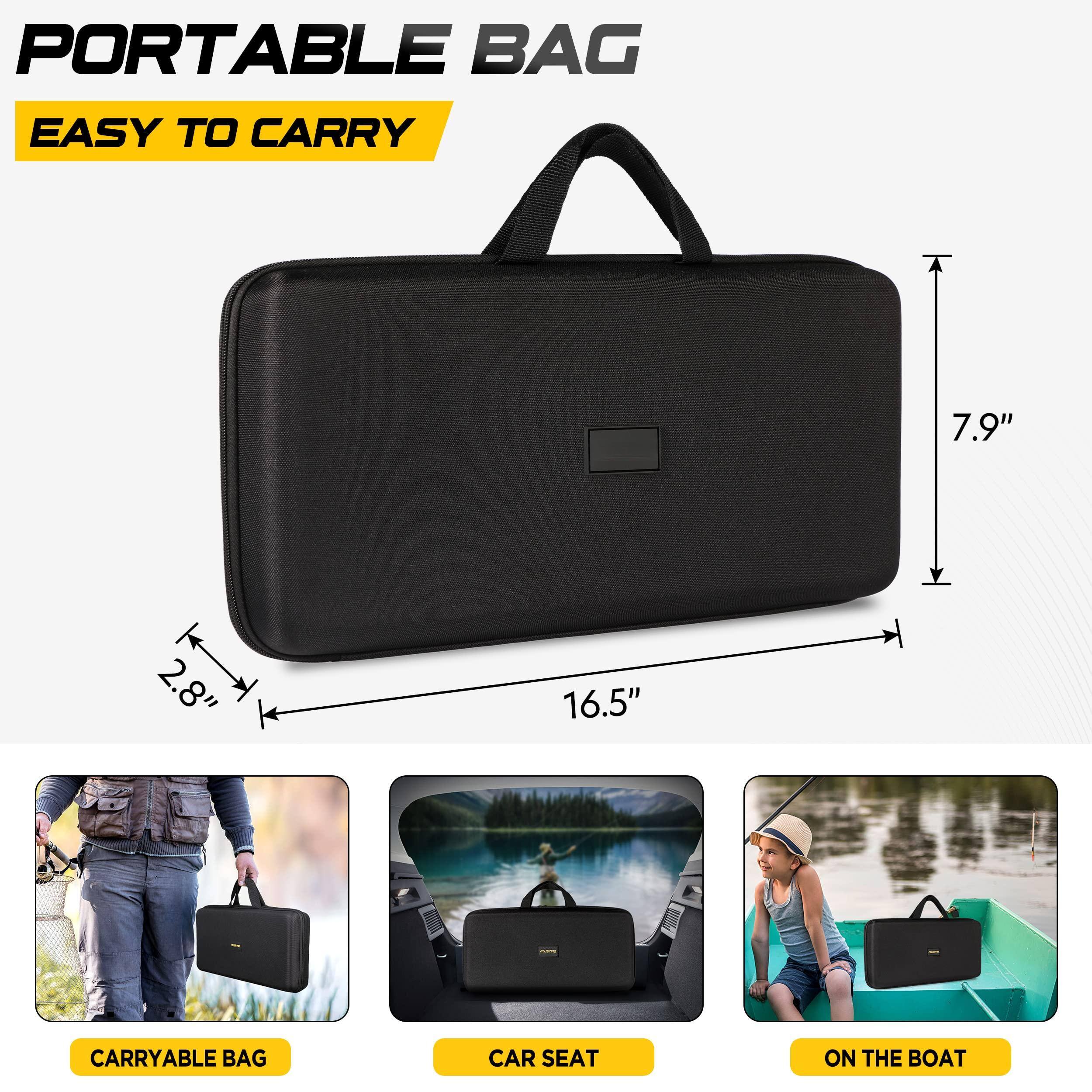 PORTABLE BAG  
EASY TO CARRY  

7.9"  
2.8"  
16.5"  

CARRYABLE BAG  
CAR SEAT  
ON THE BOAT