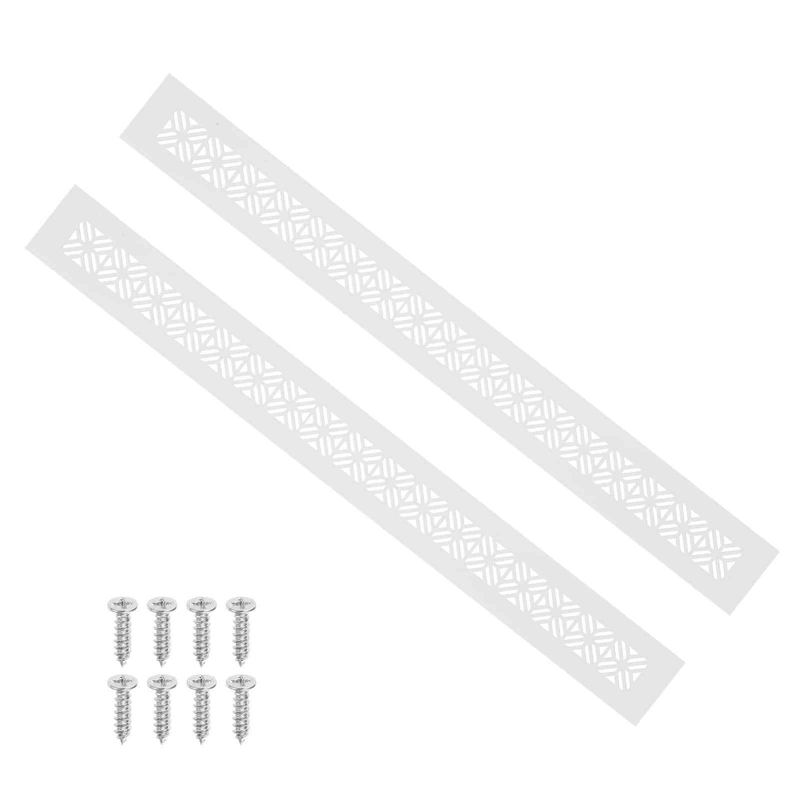 Unique Bargains - 20"x2" Door Air Vent Cover, 2pcs Heavy Duty Aluminum Alloy Grille Louvered with Mounting Screws for Cabinet Wardrobe - White