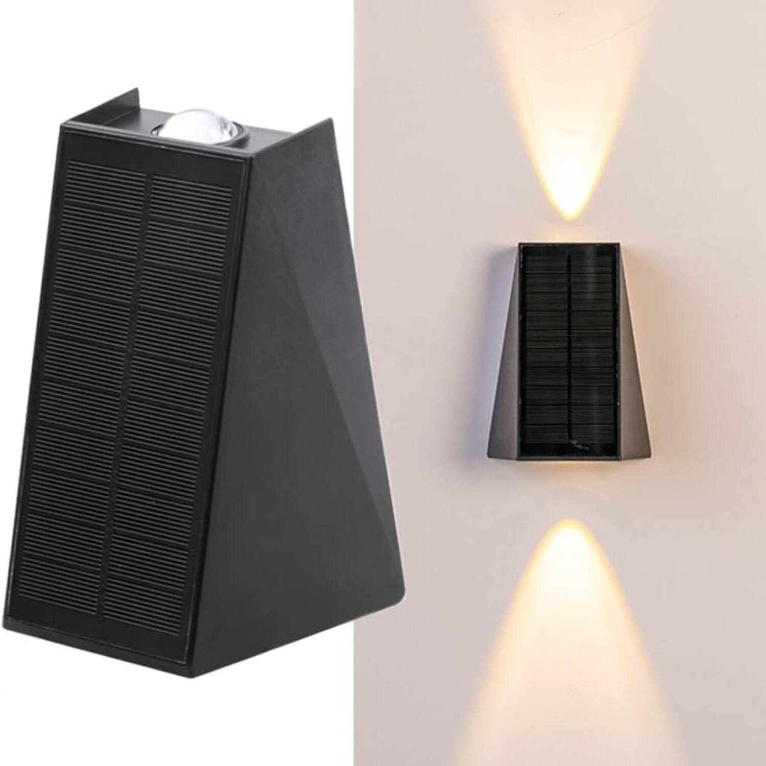 Front. Auledio - 1 pc Solar Outdoor Wall Lights, Warm Light,Up/Down, Dusk to Dawn Waterproof for Patio, Garage, Porch - warm light.