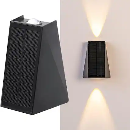 Front. Auledio - 1 pc Solar Outdoor Wall Lights, Warm Light,Up/Down, Dusk to Dawn Waterproof for Patio, Garage, Porch - warm light.