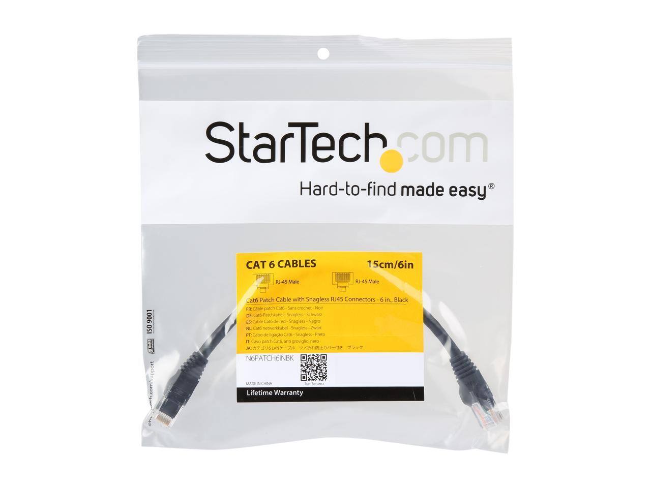 StarTech.com Hard-to-find made easy CAT 6 CABLES 15cm/6in RJ-45 Male RJ-45 Male 9001 ISO i Cato Patch Cable with Snagless RJ45 Connectors 6 in. Black FR Cae patch Cable Snagless RJ45 Connectors 6 in. Black FR Cae patch Cable Snagless RJ45 Connectors 6 in. Black FR Cae patch Cable Snagless RJ45 Connectors 6 in. Black FR Cae patch Cable Snagless RJ45 Connectors 6 in. Black FR Cae patch Cable Snagless RJ45 Connectors 6 in. Black FR Cae patch Cable Snagless RJ45 Connectors 6 in. Black FR Cae patch Cable Snagless RJ45 Connectors 6 in. Black FR Cae patch Cable Snagless RJ45 Connectors 6 in. Black FR Cae patch Cable Snagless RJ45 Connectors 6 in. Black FR Cae patch Cable Snagless RJ45 Connectors 6 in. Black FR Cae patch Cable Snagless RJ45 Connectors 6 in. Black FR C