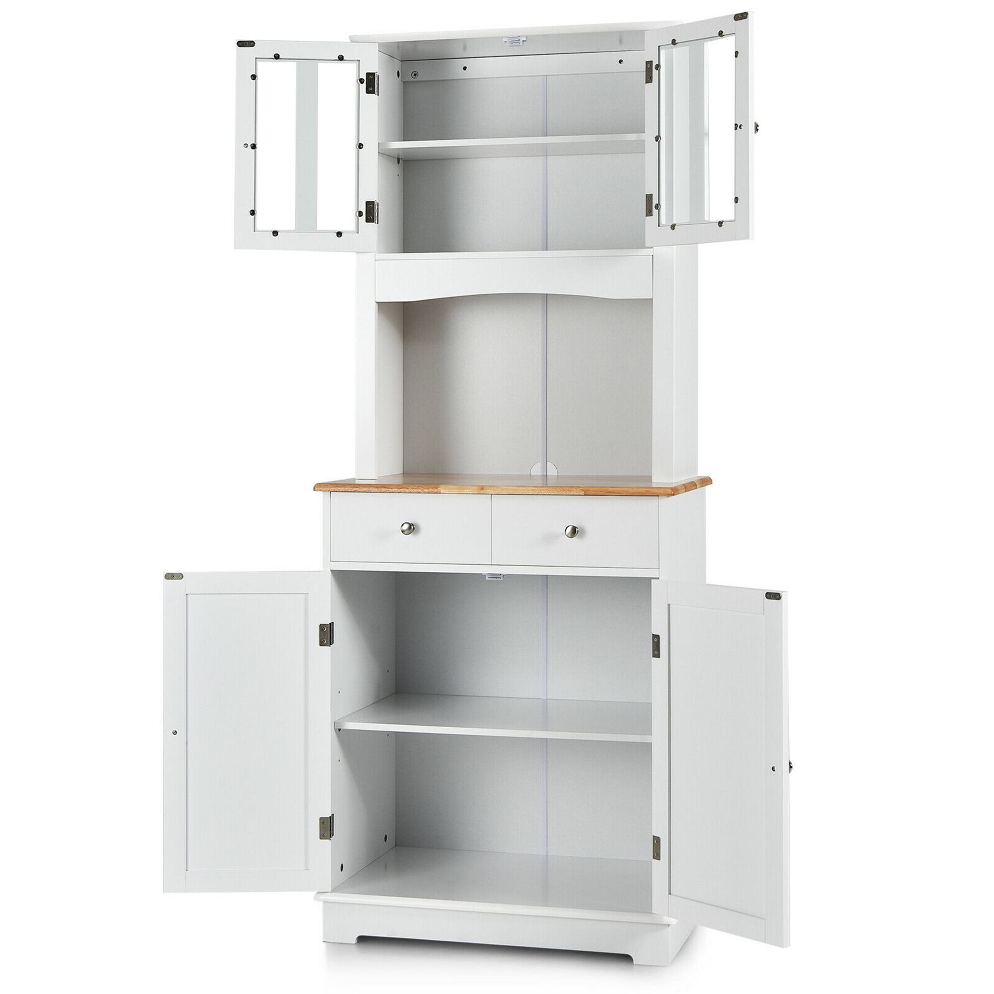 Alt View 9. Gymax - Gymax Buffet Hutch Kitchen Storage Cabinet w/ Microwave Stand Storage Shelves - White.