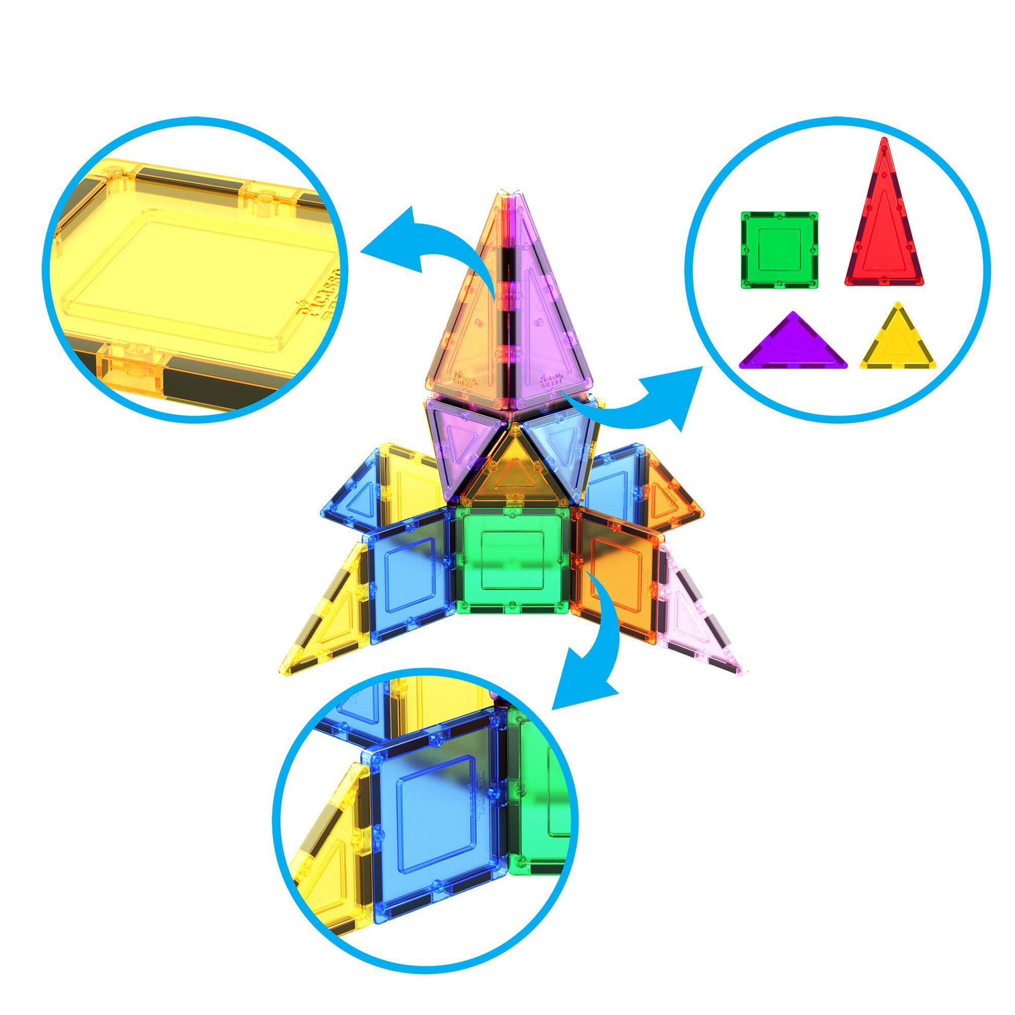 Alt View 1. PicassoTiles - PicassoTiles 12 PC Magnetic Tiles, Magnetic Building Blocks for Kids, Magnet for Kids 3+.