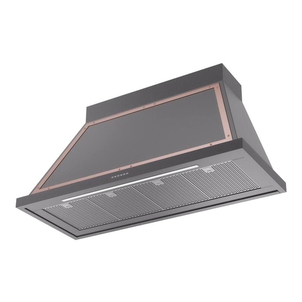 Alt View 1. ILVE - ILVE Nostalgie II Series 48 in. Noblesse Wall Mount Range Hood with 850 CFM (Copper Trim) - Graphite Matte.