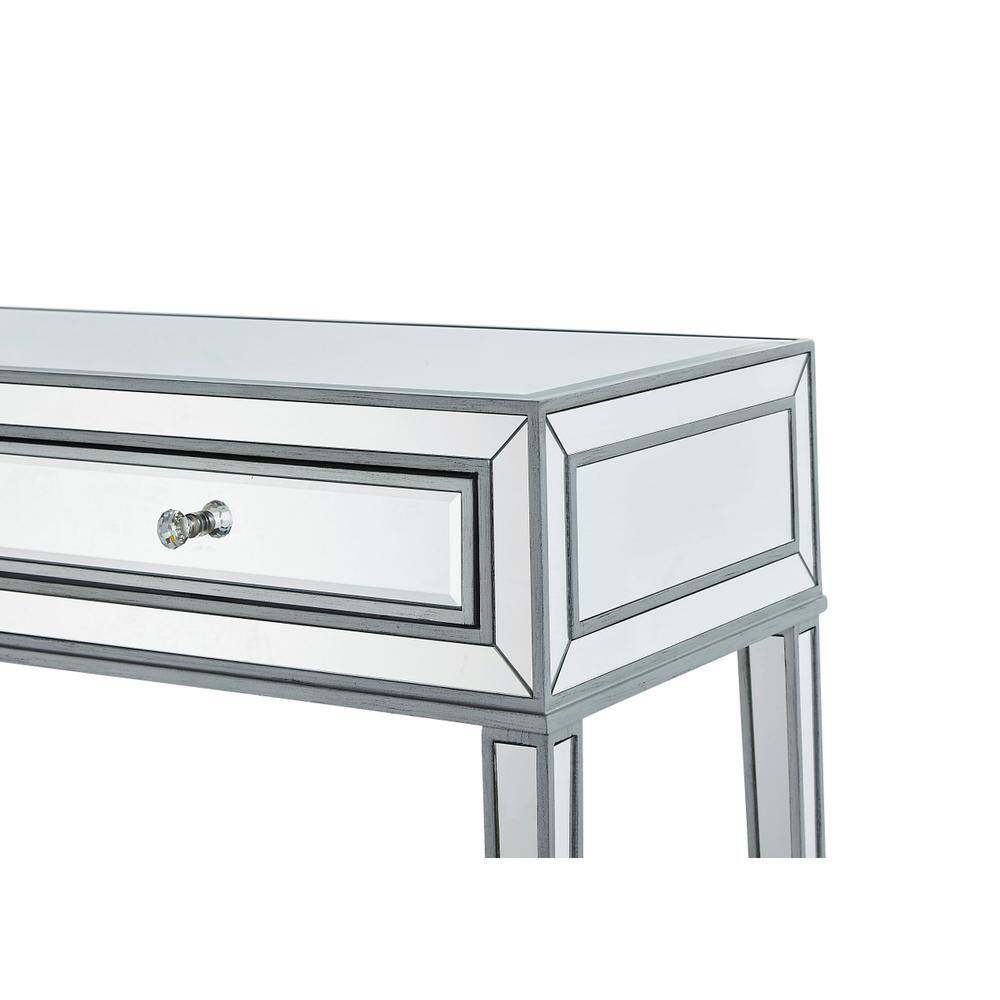 Back. Elegant Decor - Desk 42in. W x 18in. D x 30in. H in antique silver paint - Antique Silver.