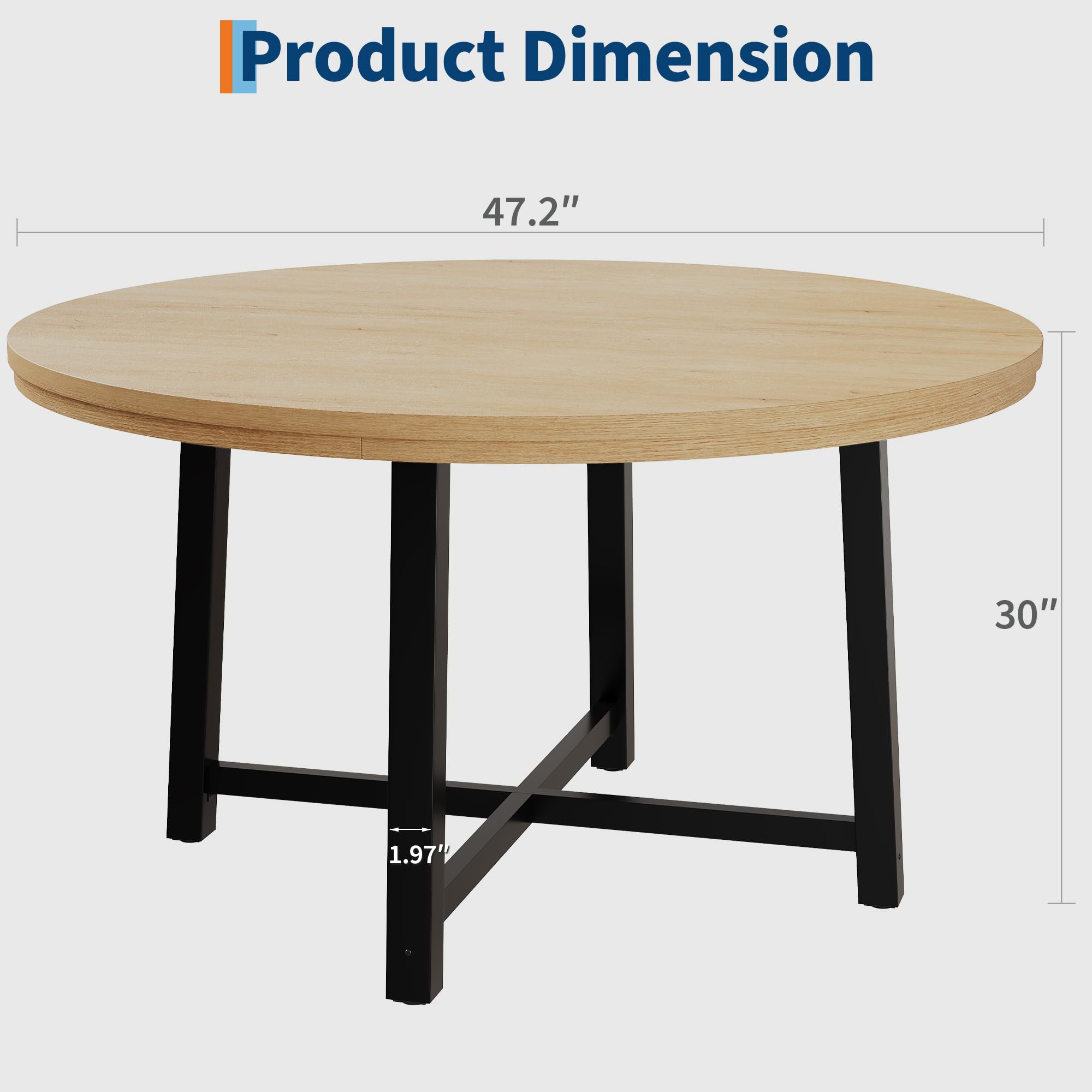 Product Dimension

47.2" (diameter)  
30" (height)  
1.97" (thickness)