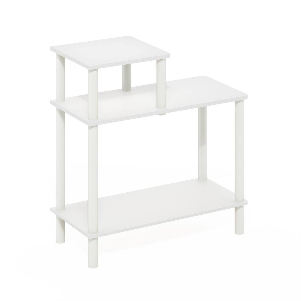 Left. Furinno - TURN-N-TUBE Night Stand, 3-Tier Rectangle Nightstand with Open Shelf, Toolless Assembly Side Table, End Table - White/White.