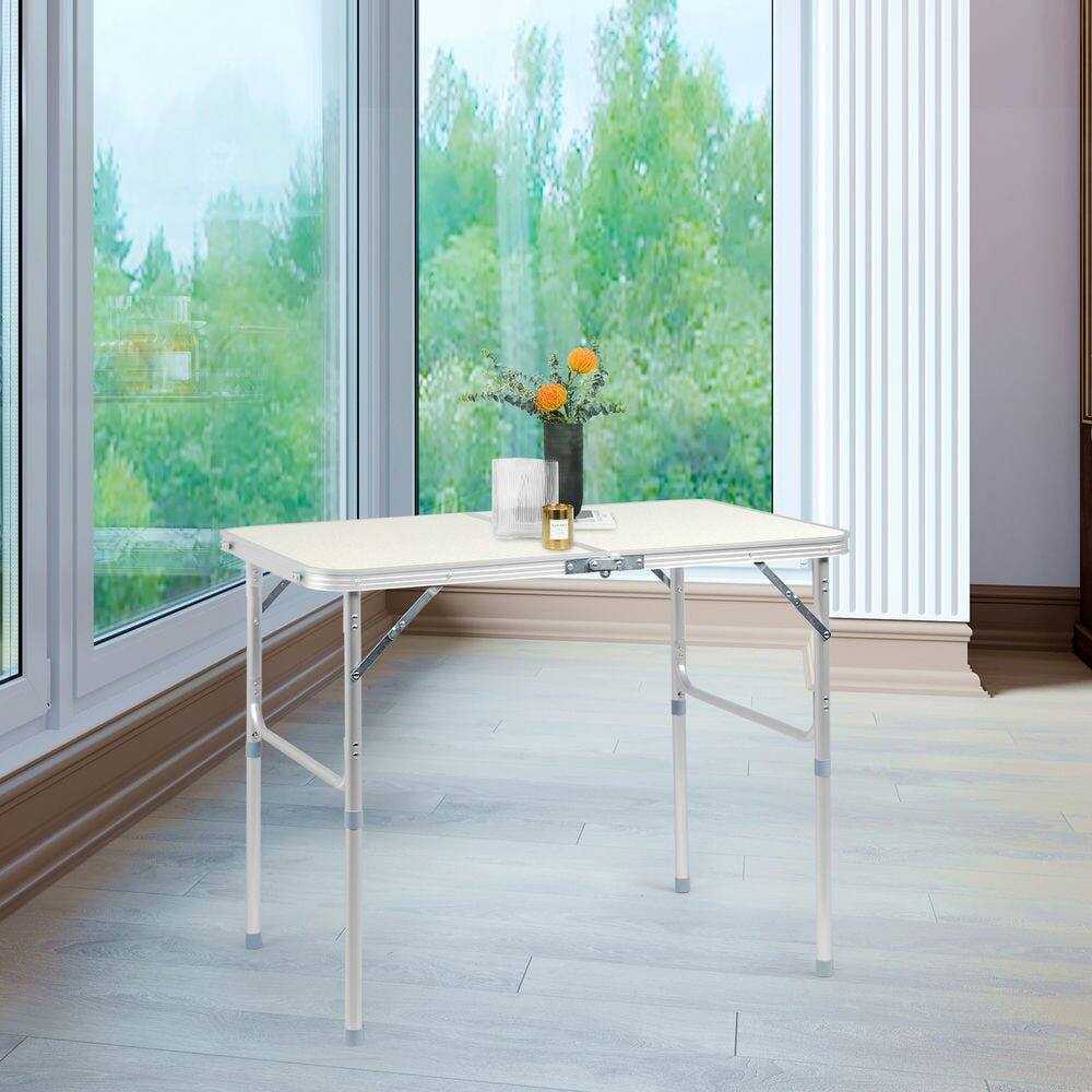 Alt View 8. Resenkos - Resenko's Premium Aluminum Folding Table, Large Size For Home Use, Durable Construction With White Finish, White - White.