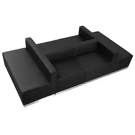 Flash Furniture - HERCULES Alon Series 6-Piece Modular Reception Guest Chair Set, LeatherSoft, 102.5"W x 51"D, Model ZB-803-650-SET-BK - Black