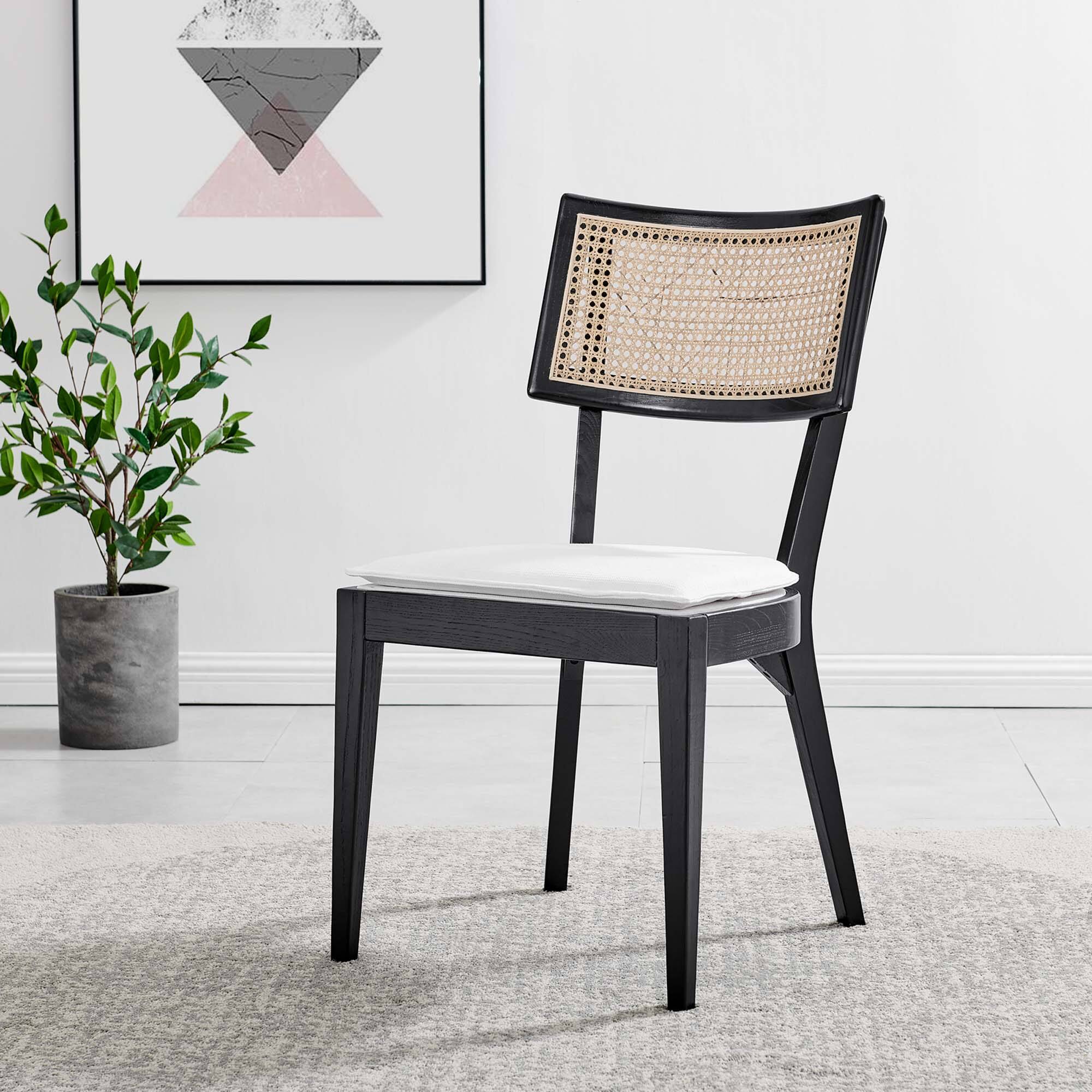 Alt View 5. Modway - Caledonia Fabric Upholstered Wood Dining Chair Set of 2 by Modway - White.