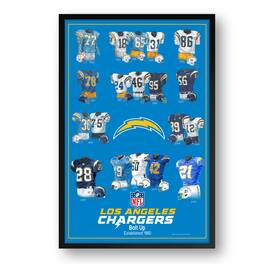 Sporticulture - Los Angeles Chargers 27" x 39" Uniform Heritage Framed Art Print - Multicolor