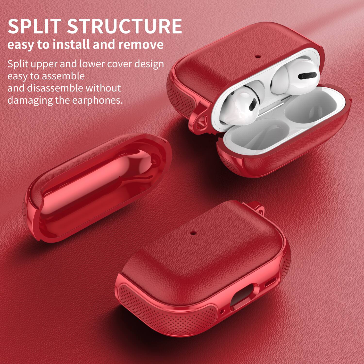 SPLIT STRUCTURE  
easy to install and remove  

Split upper and lower cover design  
easy to assemble and disassemble without damaging the earphones.