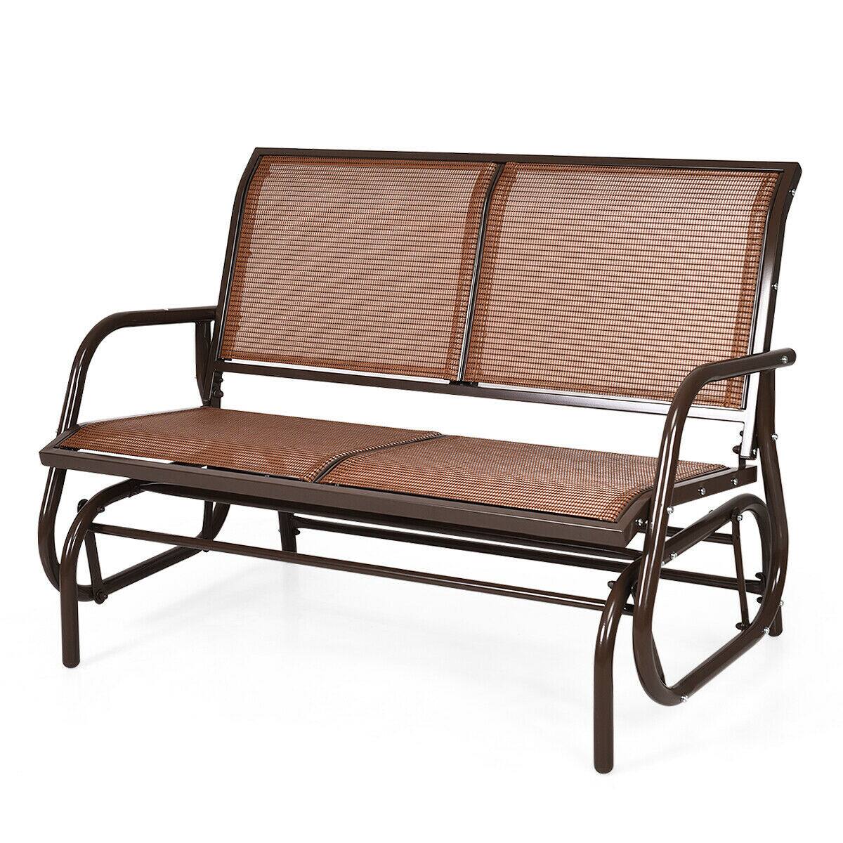 Alt View 5. Gymax - Gymax 48'' Outdoor Patio Swing Glider Bench Chair Loveseat Rocker Lounge Backyard Brown - Brown.